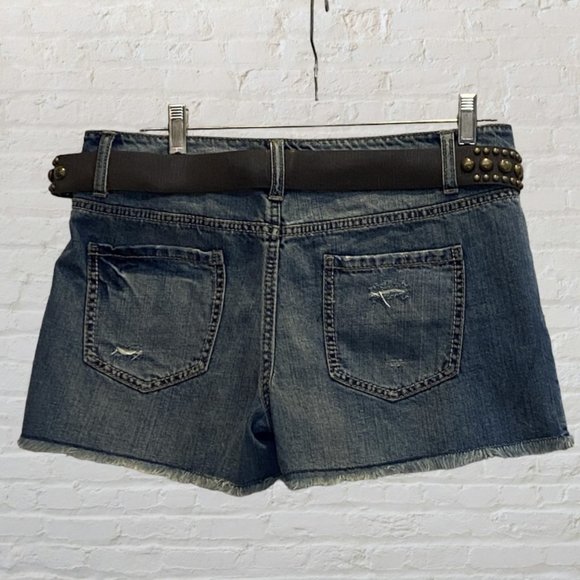 VINTAGE APT. 9 -- Short Shorts, Distressed Denim, Leather Stud Belt, Never Worn - Picture 9 of 14